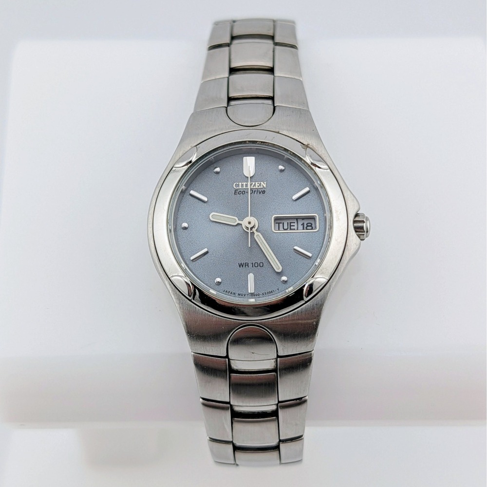 Citizen Eco-Drive E001-K17560 Gray Sunburst Dial Day/Date WR100 Women's Watch